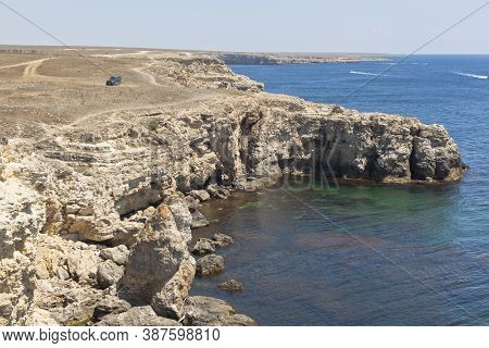 Landscape Of Rocky Coast Of Tarkhankut Peninsula, Crimea, Russia