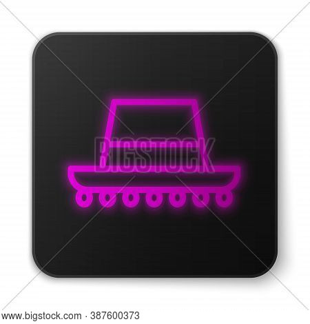 Glowing Neon Line Traditional Spanish Hat Icon Isolated On White Background. Black Square Button. Ve
