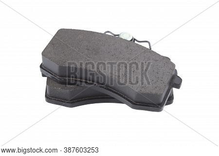 Brake Pads For Disc Brake System Of A Passenger Car Isolated On White Background