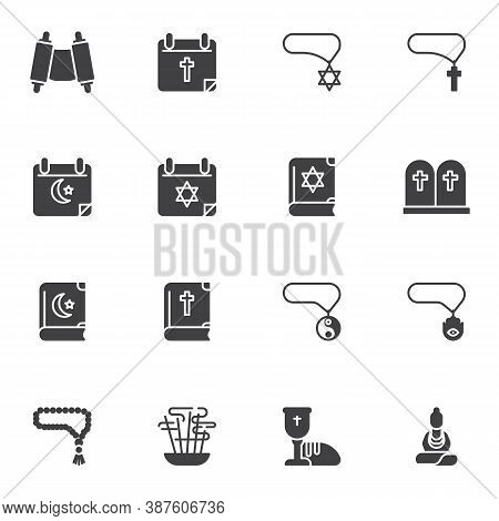 Religion Vector Icons Set, Modern Solid Symbol Collection, Filled Style Pictogram Pack. Signs, Logo 