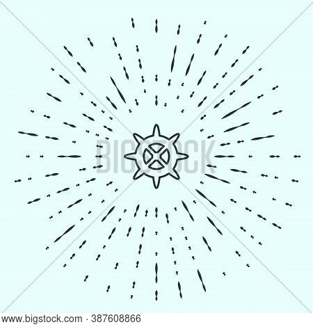 Black Line Bicycle Sprocket Crank Icon Isolated On Grey Background. Abstract Circle Random Dots. Vec