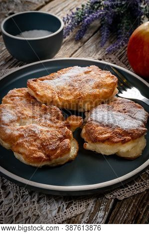 Sweet Pancakes Made Of Apple, Milk And Flour (racuchy)