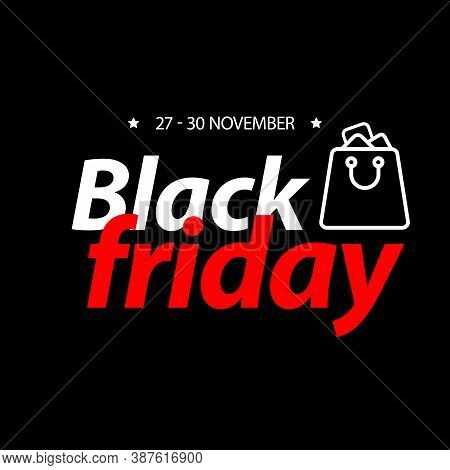 Vector Black Banner With Red And White Text Black Friday, Date And Package Image