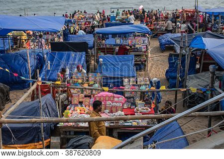 View Over A Market At Puri Beach, India