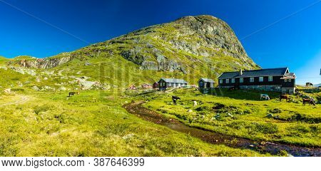 Hiking in amazing Jotunheimen National Park in Norway, Synshorn Mountain