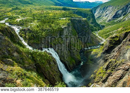 Voringfossen, Norway, the largest waterfall in the country, panorama
