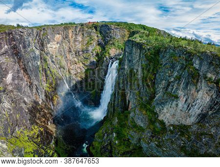 Voringfossen, Norway, the largest waterfall in the country, panorama