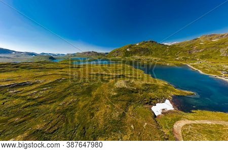 Hiking in amazing Jotunheimen National Park in Norway, Synshorn Mountain