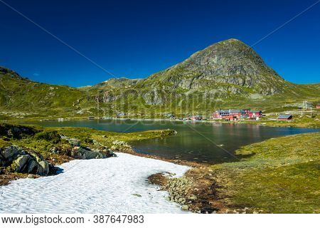 Hiking in amazing Jotunheimen National Park in Norway, Synshorn Mountain