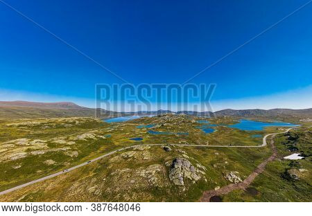 Hiking in amazing Jotunheimen National Park in Norway, Synshorn Mountain