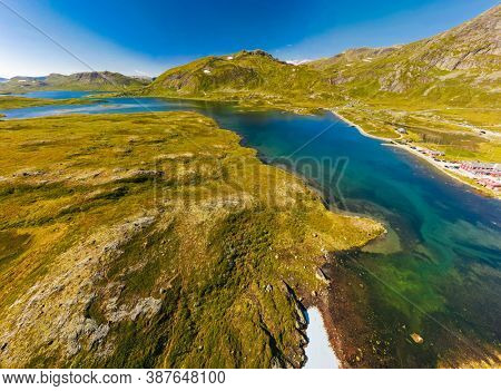 Hiking in amazing Jotunheimen National Park in Norway, Synshorn Mountain