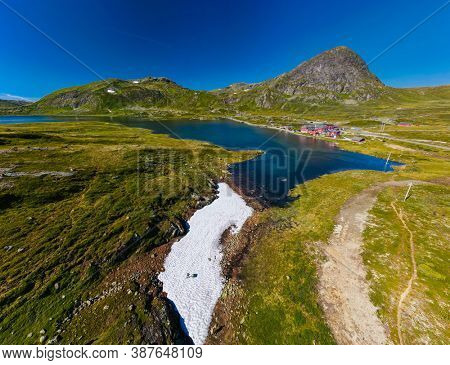 Hiking in amazing Jotunheimen National Park in Norway, Synshorn Mountain