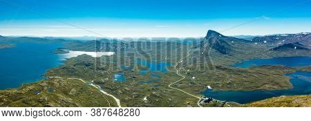 Hiking in amazing Jotunheimen National Park in Norway, Synshorn Mountain
