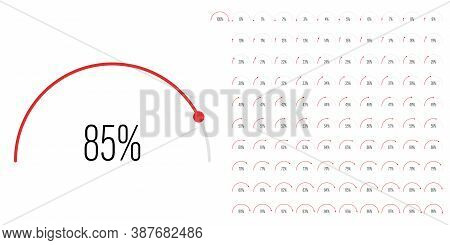 Set Of Semicircle Percentage Diagrams Meters From 0 To 100 Ready-to-use For Web Design, User Interfa