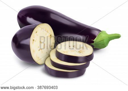 Eggplant Or Aubergine Isolated On White Background With Clipping Path And Full Depth Of Field