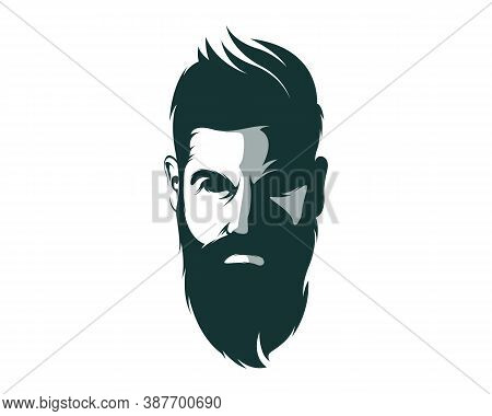 Men Face Beard Style Logo Design Vector