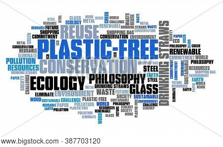 Plastic-free Philosophy. Plastic Free Word Cloud Text Sign.