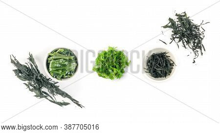 Dry Wakame Seaweed Isolated On White Background