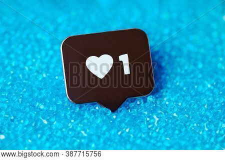 Like Heart Symbol. Like Sign Button, Symbol With Heart And One Digit. Social Media Network Marketing