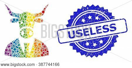 Spectrum Colored Vector Cow Boss Collage For Lgbt, And Useless Unclean Rosette Seal. Blue Seal Inclu
