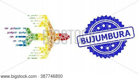 Spectrum Colorful Vector Airplane Collage For Lgbt, And Bujumbura Unclean Rosette Stamp Seal. Blue S