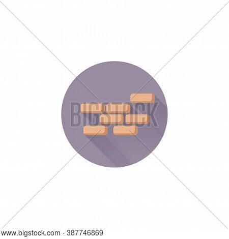 Brick Wall Flat Vector Icon With Long Shadow