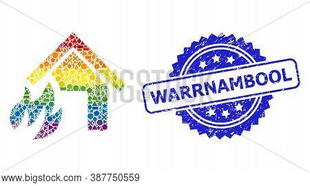 Bright Colored Vector House Fire Disaster Mosaic For Lgbt, And Warrnambool Rubber Rosette Seal Imita