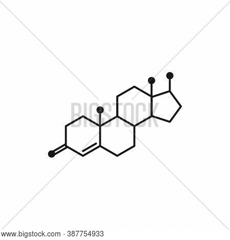 Testosterone Molecula Structure. Colorful Line Icon Isolated On White Background.