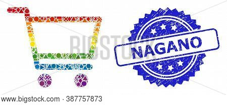 Spectrum Colorful Vector Shopping Cart Mosaic For Lgbt, And Nagano Corroded Rosette Stamp Seal. Blue