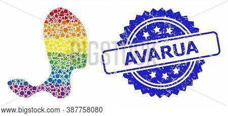 Spectrum Vibrant Vector Spot Mosaic For Lgbt, And Avarua Rubber Rosette Stamp Seal. Blue Stamp Seal 