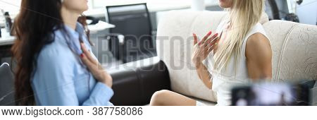 Journalist Is Interviewing Dispute Ensued Between Opponents. Discussions On Sensitive Political Topi
