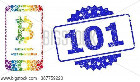 Spectrum Vibrant Vector Mobile Bitcoin Account Collage For Lgbt, And 101 Scratched Rosette Seal. Blu