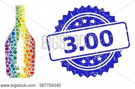 Rainbow Colored Vector Narcotic Alcohol Mosaic For Lgbt, And 3.00 Dirty Rosette Stamp Seal. Blue Sta