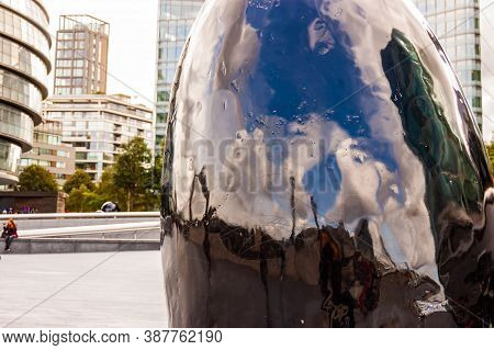 London, United Kingdom - September 14, 2017: City Hall Black Egg Sculpture Located On Riverside Prom