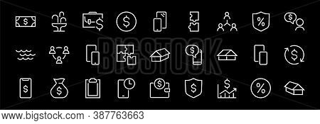 Set Of Business Vector Line Icons. It Contains User Symbols, Dollar Pictograms, Gears, Briefcase, Pu