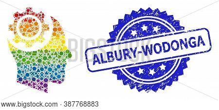 Rainbow Vibrant Vector Human Intellect Gear Collage For Lgbt, And Albury-wodonga Scratched Rosette S