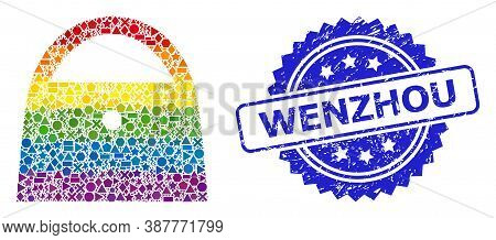 Bright Colorful Vector Lady Bag Collage For Lgbt, And Wenzhou Unclean Rosette Seal Print. Blue Seal 