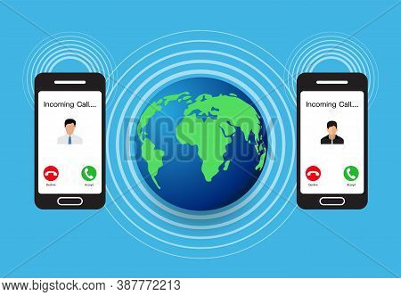 Incoming Call, Smartphone, Communication Connect Concept, Vector Design