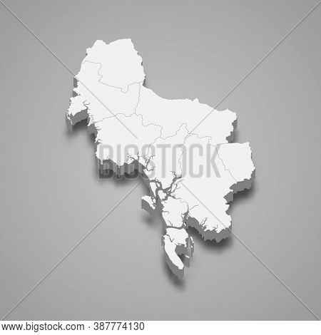 3d Map Of Krabi Is A Province Of Thailand