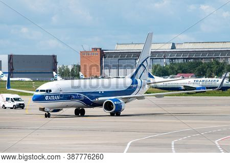 July 2, 2019, Moscow, Russia. Airplane Boeing 737-800f Atran - Aviatrans Cargo Airlines At Vnukovo A