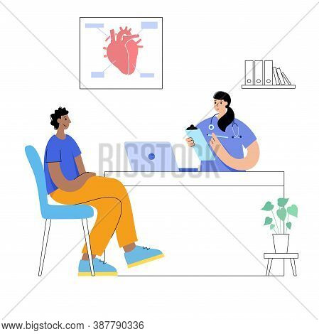 Human Heart Concept. Cardiology Clinic. Cardiologist Appointment, Treatment, Patient Help In Doctors