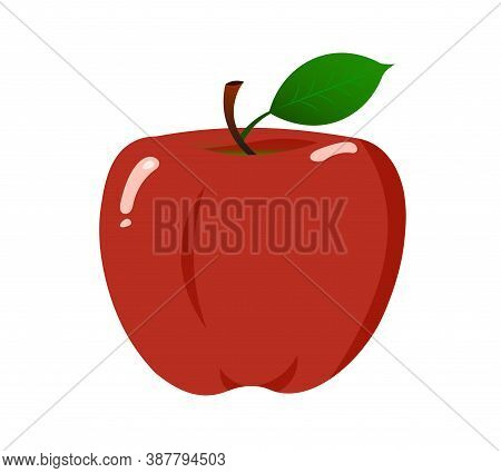 Red Apple With Green Leaf Isolated On White