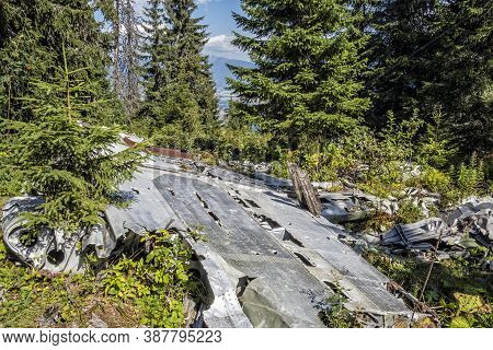 Crashed Airplane, Slema Hill, Low Tatras, Slovak Republic. Memorial Of Slovak National Uprising. Tra