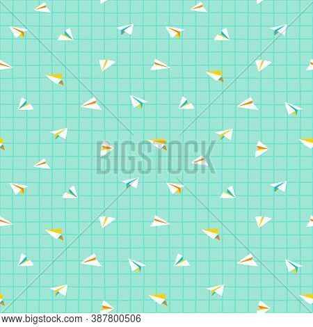 Paper Planes On Turquoise Checks 2