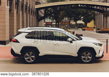 Ufa, Russia, 15 June, 2020: All-new Compact Crossovers Toyota Rav4 Premier At Toyota Car Standing Ne
