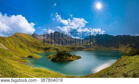 Schrecksee Lake In High Alpine Mountains On Summer Day