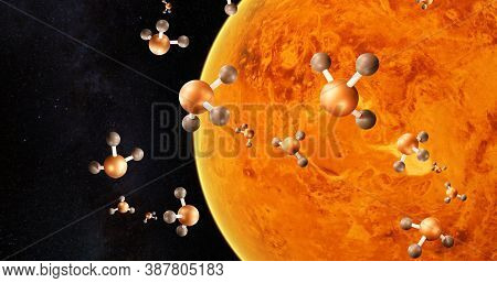 3d Illustration Venus With The Detection Of Phosphine And Phosphorus In Venus' Atmosphere. And Indic