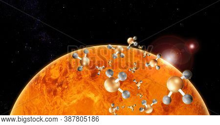 3d Illustration Venus With The Detection Of Phosphine And Phosphorus In Venus' Atmosphere. And Indic