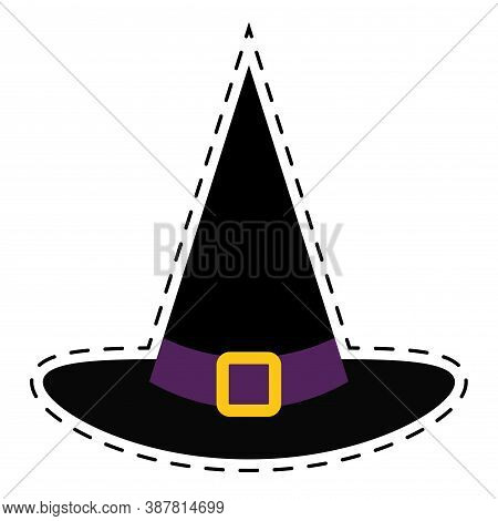 Isolated Hat Witcher Halloween October Scary Icon Sticker- Vector