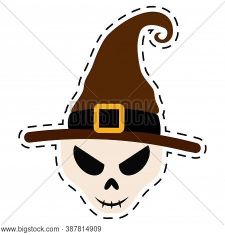 Isolated Hat Witcher Halloween October Scary Icon Sticker- Vector
